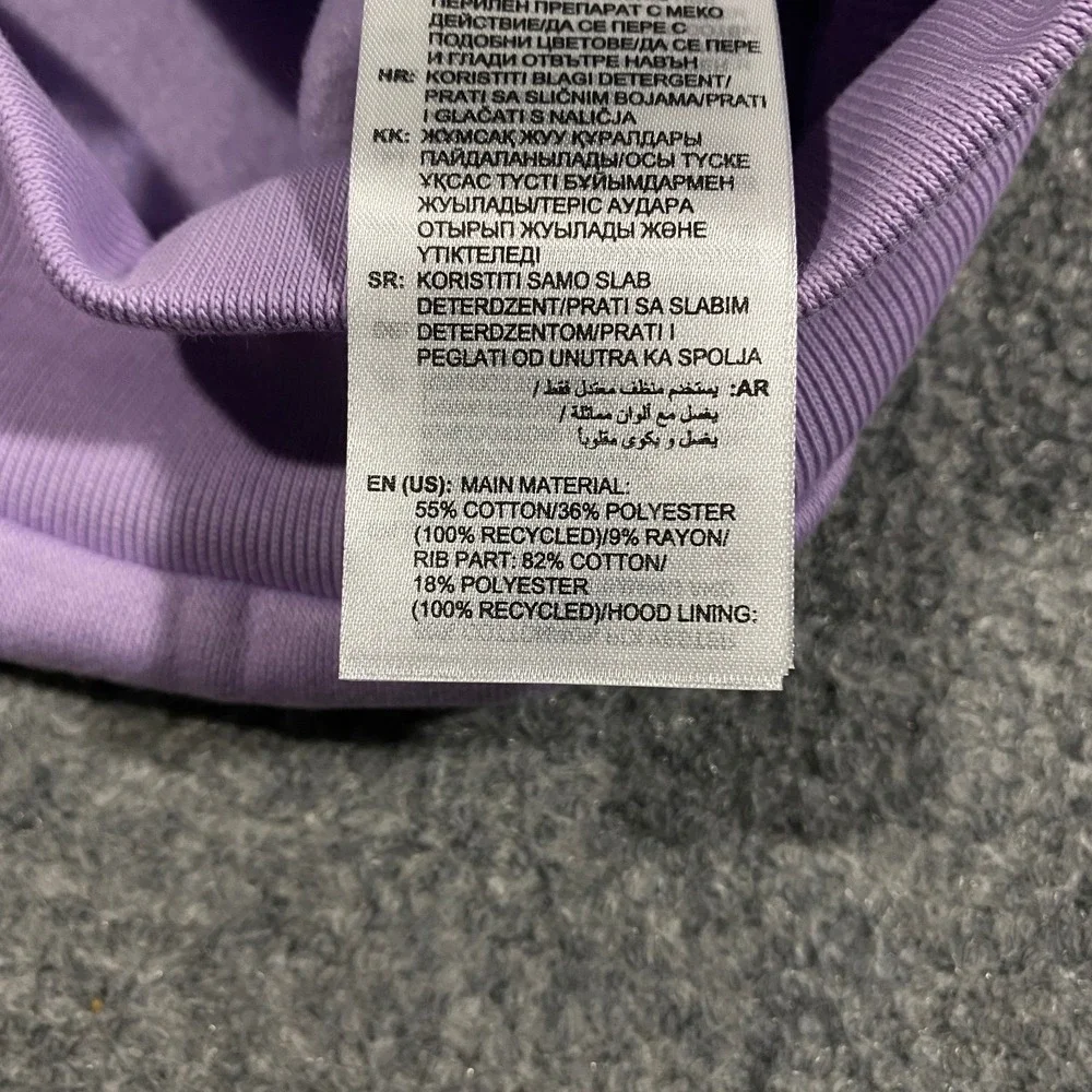 Adidas Trefoil Floral Logo Hoodie Womens XXL Pastel Purple Plum Pullover Fleece